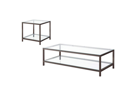 720228-S2 Trini 2-piece Coffee and End Table Set Black Nickel