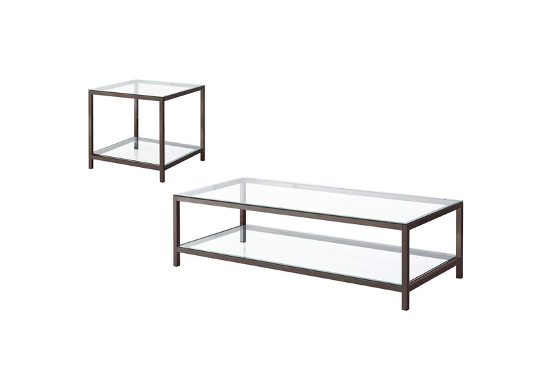 720228-S2 Trini 2-piece Coffee and End Table Set Black Nickel