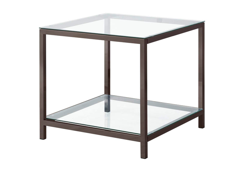 720228-S2 Trini 2-piece Coffee and End Table Set Black Nickel