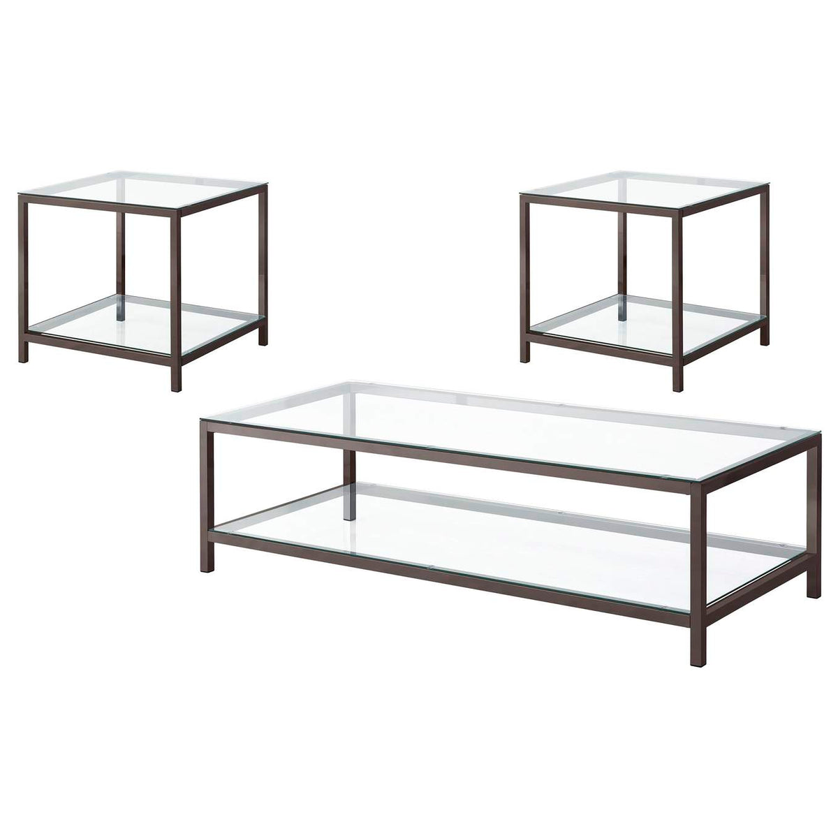 720228-S3 Trini 3-piece Coffee and End Table Set Black Nickel