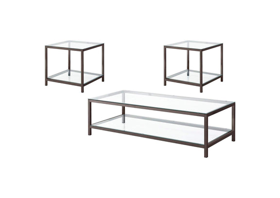 720228-S3 Trini 3-piece Coffee and End Table Set Black Nickel