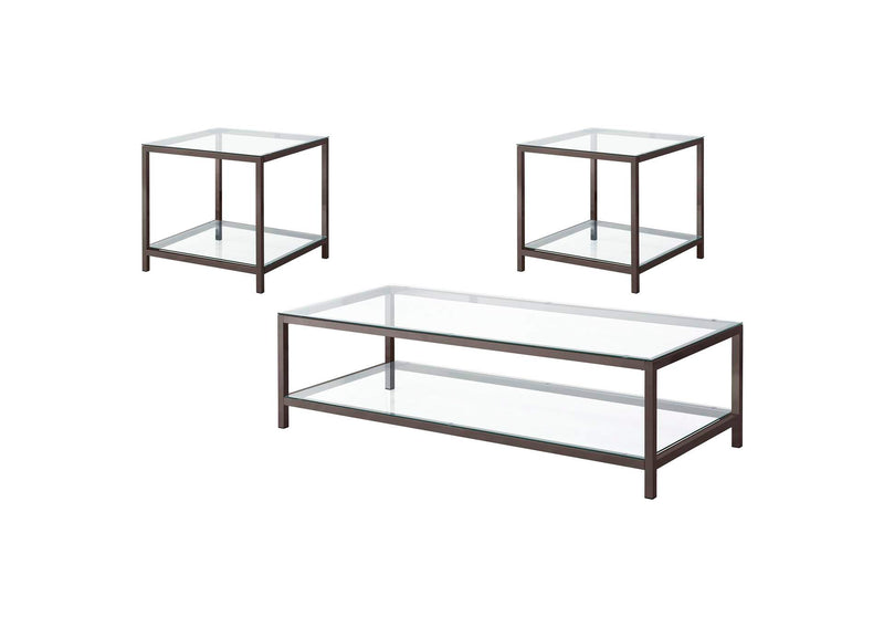 720228-S3 Trini 3-piece Coffee and End Table Set Black Nickel