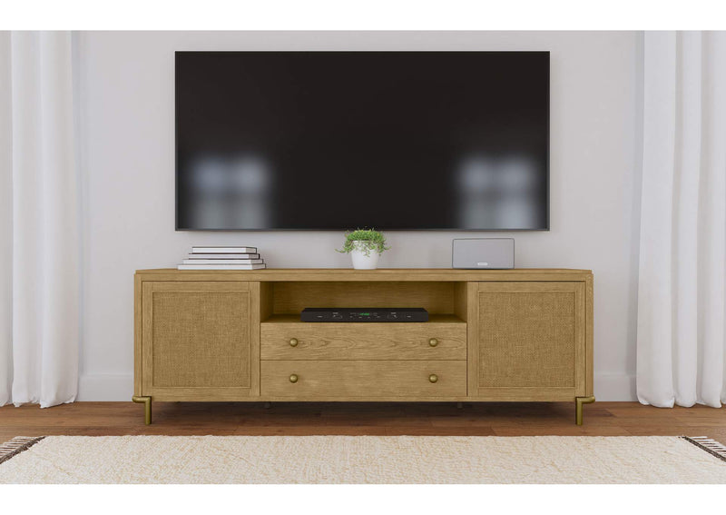 720253 Arini Rattan Cane 2-door TV Stand Media Console Sand Wash