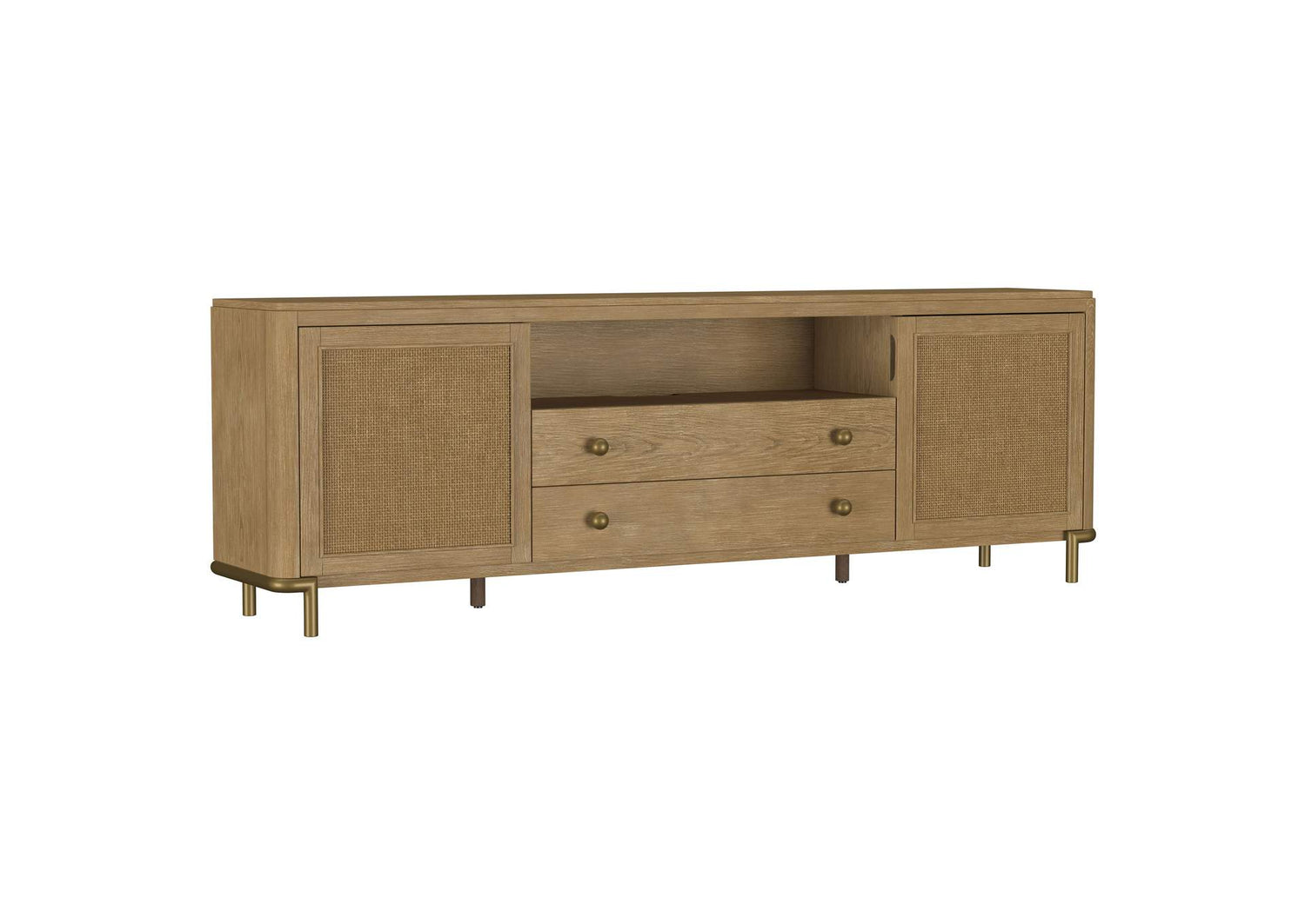 720253 Arini Rattan Cane 2-door TV Stand Media Console Sand Wash