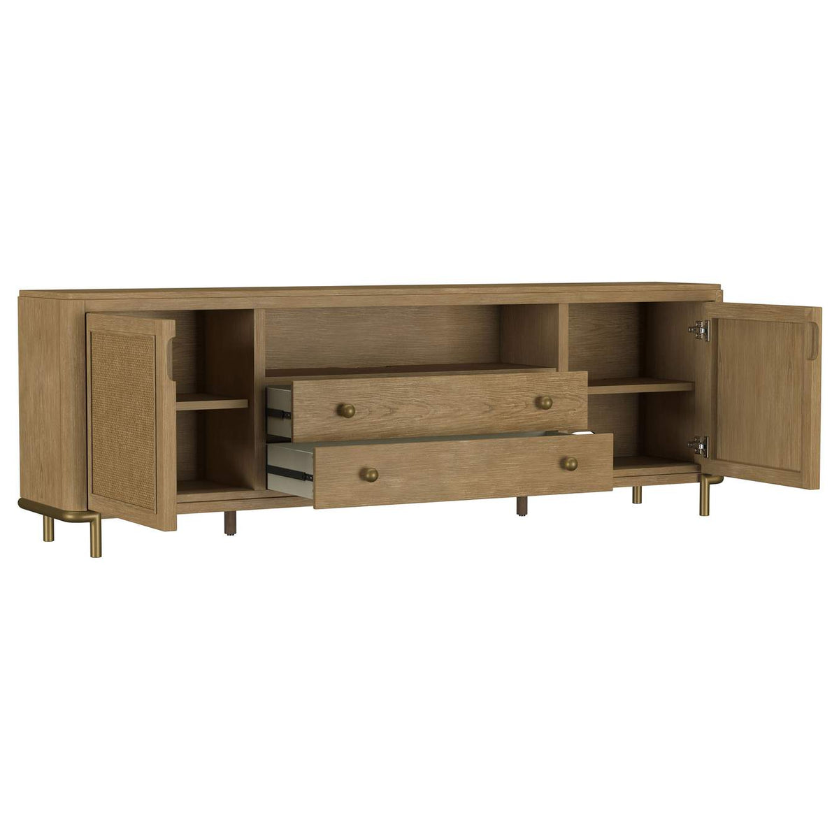 720253 Arini Rattan Cane 2-door TV Stand Media Console Sand Wash