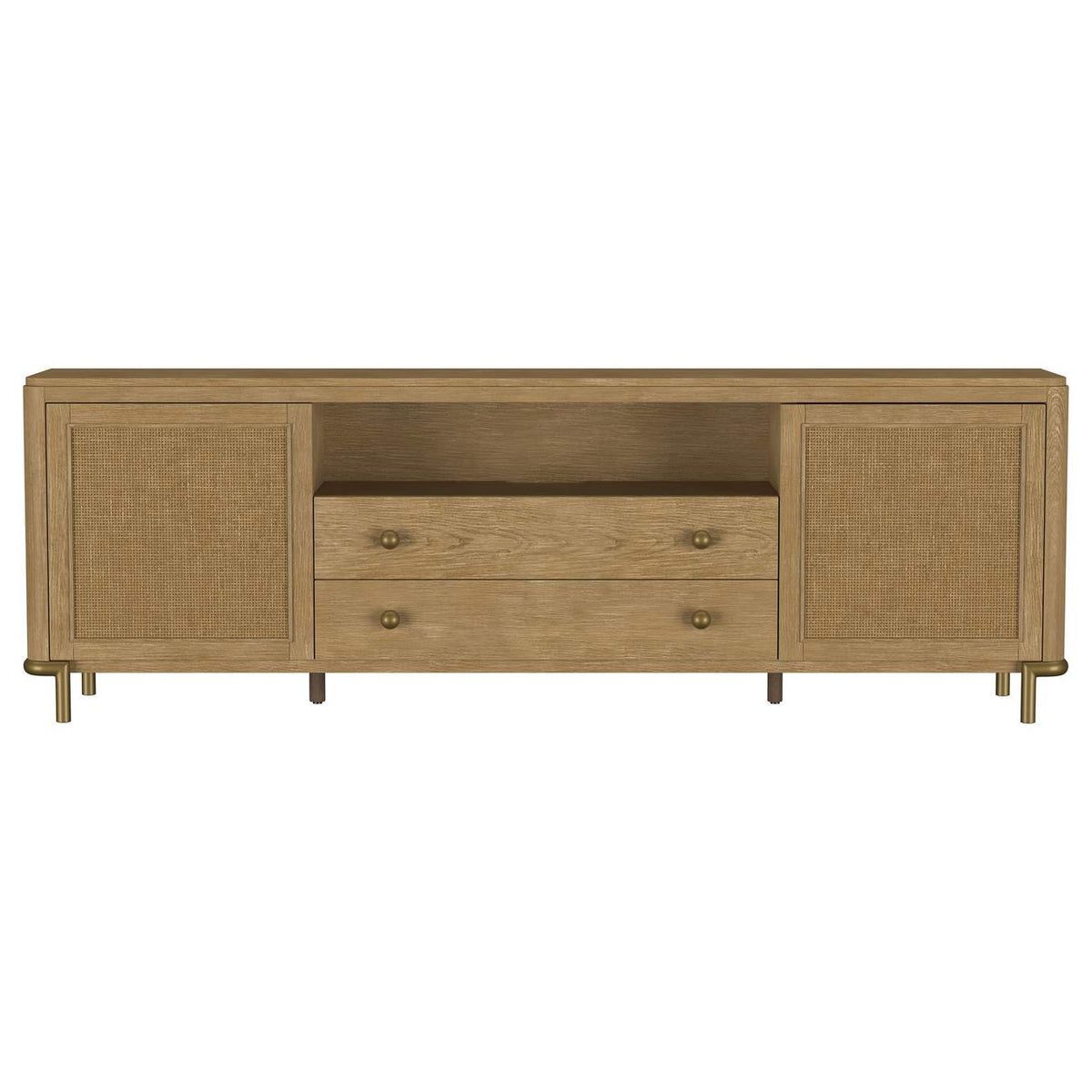 720253 Arini Rattan Cane 2-door TV Stand Media Console Sand Wash