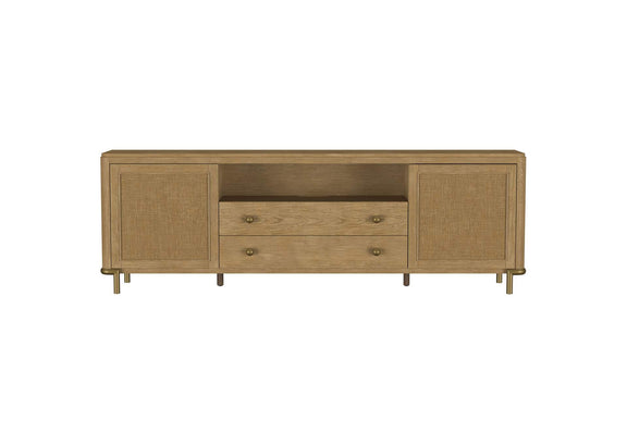 720253 Arini Rattan Cane 2-door TV Stand Media Console Sand Wash