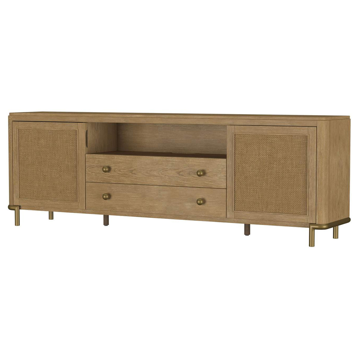 720253 Arini Rattan Cane 2-door TV Stand Media Console Sand Wash