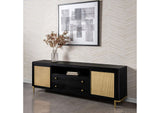 720263 Arini Rattan Cane 2-door TV Stand Media Console Black