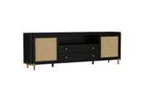 720263 Arini Rattan Cane 2-door TV Stand Media Console Black