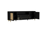 720263 Arini Rattan Cane 2-door TV Stand Media Console Black