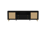 720263 Arini Rattan Cane 2-door TV Stand Media Console Black