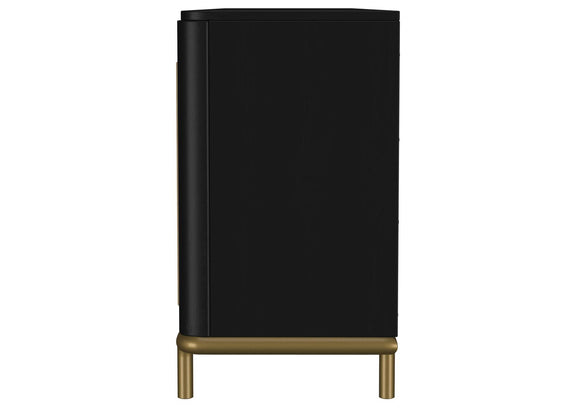 720263 Arini Rattan Cane 2-door TV Stand Media Console Black