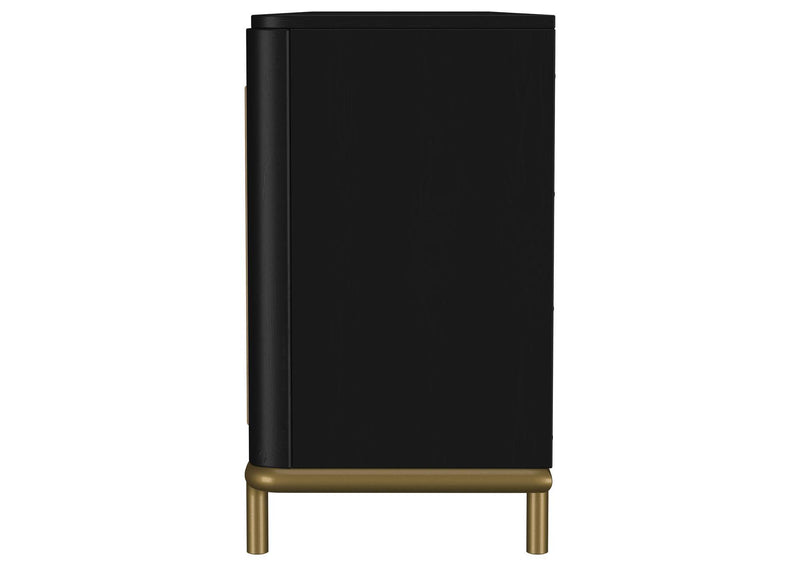 720263 Arini Rattan Cane 2-door TV Stand Media Console Black