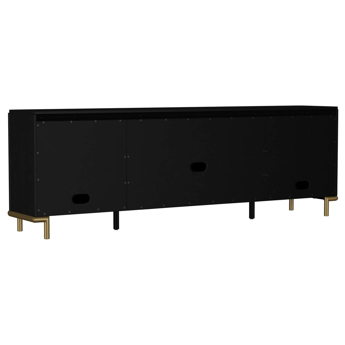 720263 Arini Rattan Cane 2-door TV Stand Media Console Black