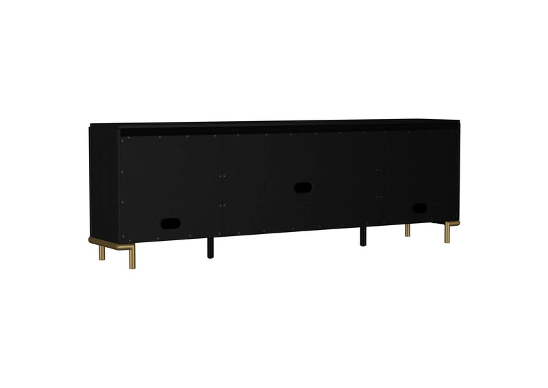 720263 Arini Rattan Cane 2-door TV Stand Media Console Black