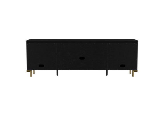 720263 Arini Rattan Cane 2-door TV Stand Media Console Black