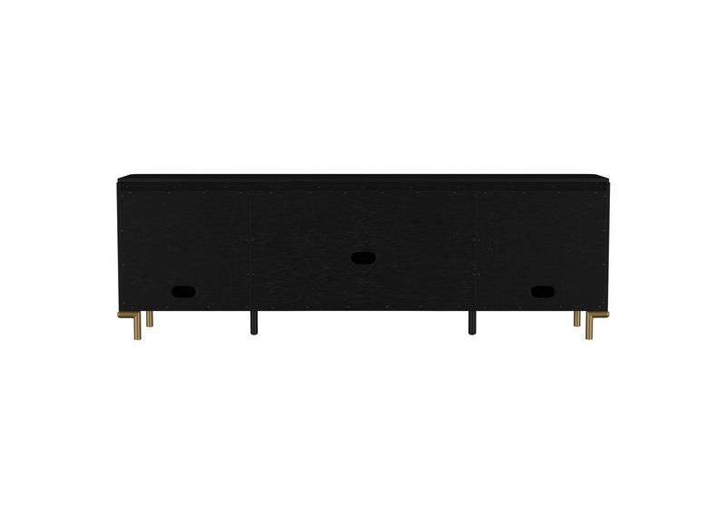 720263 Arini Rattan Cane 2-door TV Stand Media Console Black