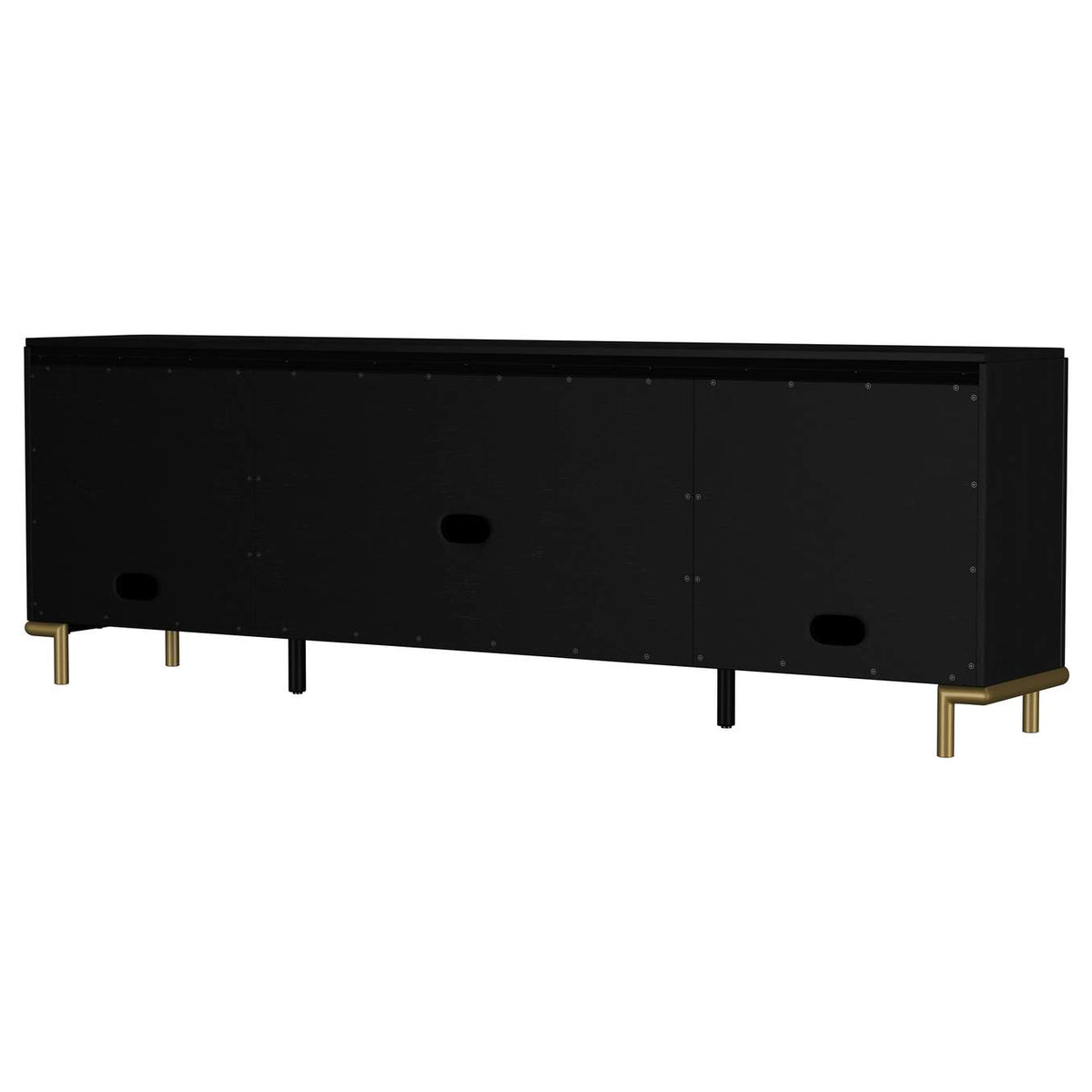 720263 Arini Rattan Cane 2-door TV Stand Media Console Black