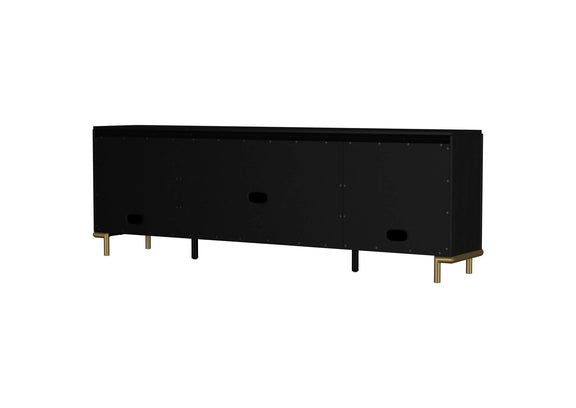 720263 Arini Rattan Cane 2-door TV Stand Media Console Black