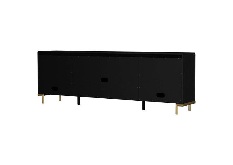 720263 Arini Rattan Cane 2-door TV Stand Media Console Black
