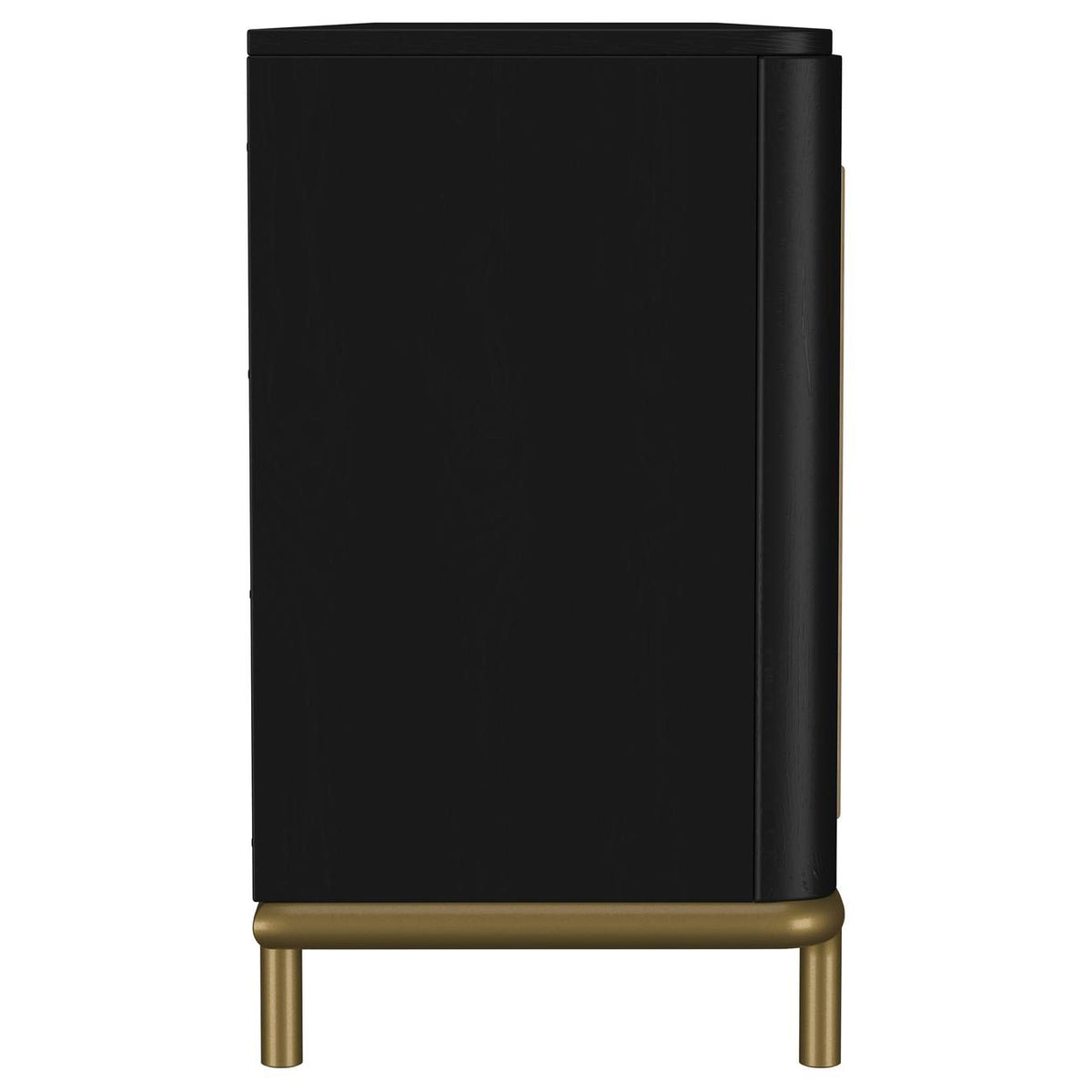 720263 Arini Rattan Cane 2-door TV Stand Media Console Black