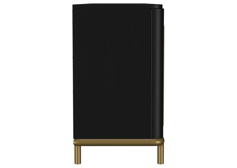 720263 Arini Rattan Cane 2-door TV Stand Media Console Black