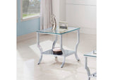 720337 Saide Square Glass Top Side End Table Chrome