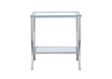 720337 Saide Square Glass Top Side End Table Chrome
