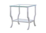 720337 Saide Square Glass Top Side End Table Chrome