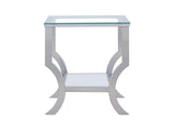 720337 Saide Square Glass Top Side End Table Chrome