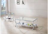720338-S2 Saide 2-piece Glass Top Coffee and End Table Set Chrome