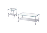 720338-S2 Saide 2-piece Glass Top Coffee and End Table Set Chrome