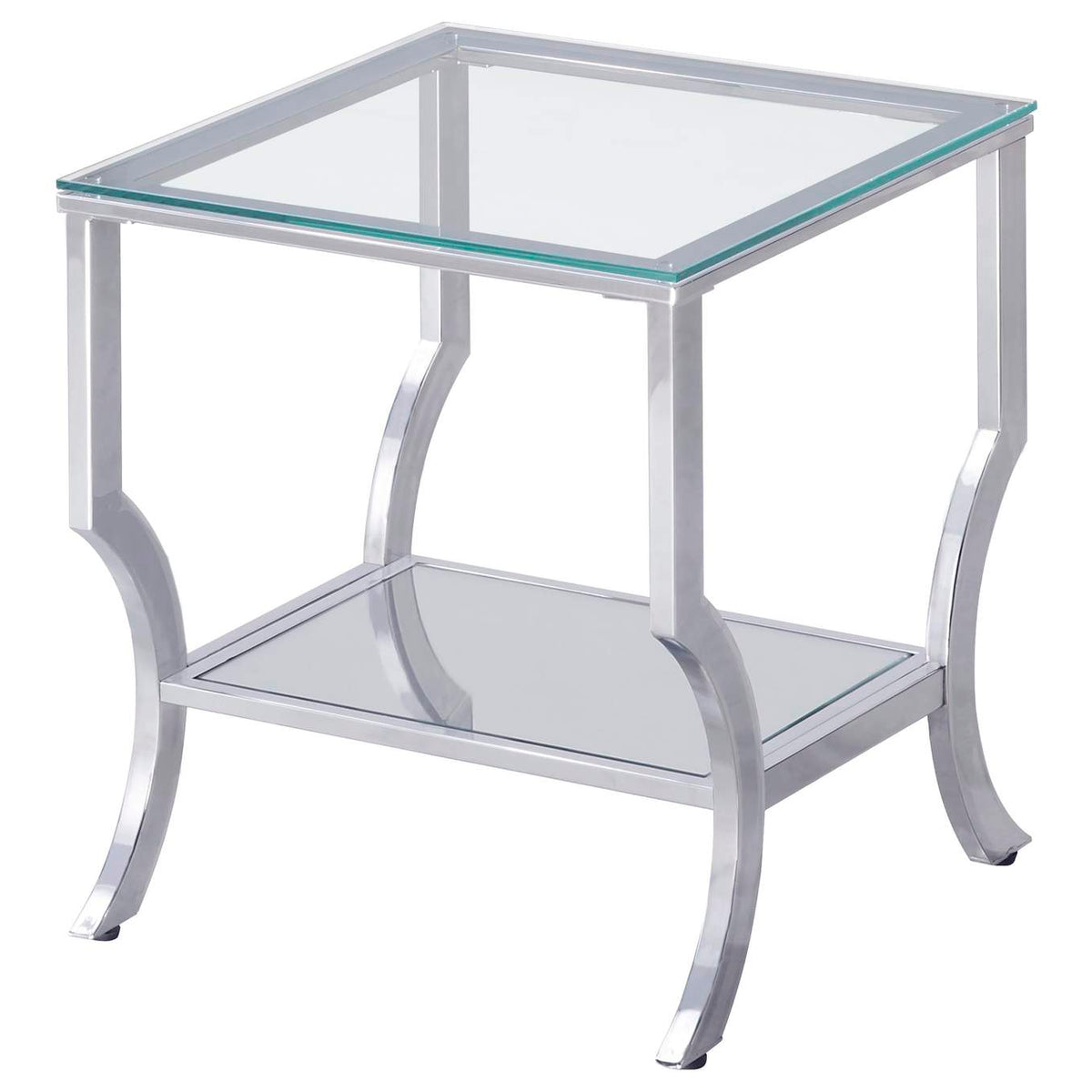 720338-S2 Saide 2-piece Glass Top Coffee and End Table Set Chrome