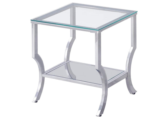 720338-S2 Saide 2-piece Glass Top Coffee and End Table Set Chrome