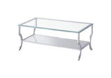 720338-S2 Saide 2-piece Glass Top Coffee and End Table Set Chrome