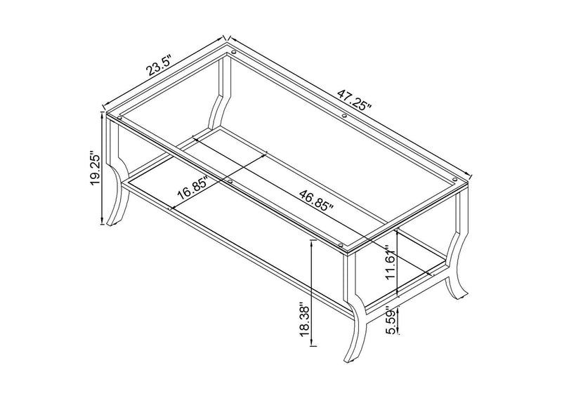 720338-S2 Saide 2-piece Glass Top Coffee and End Table Set Chrome