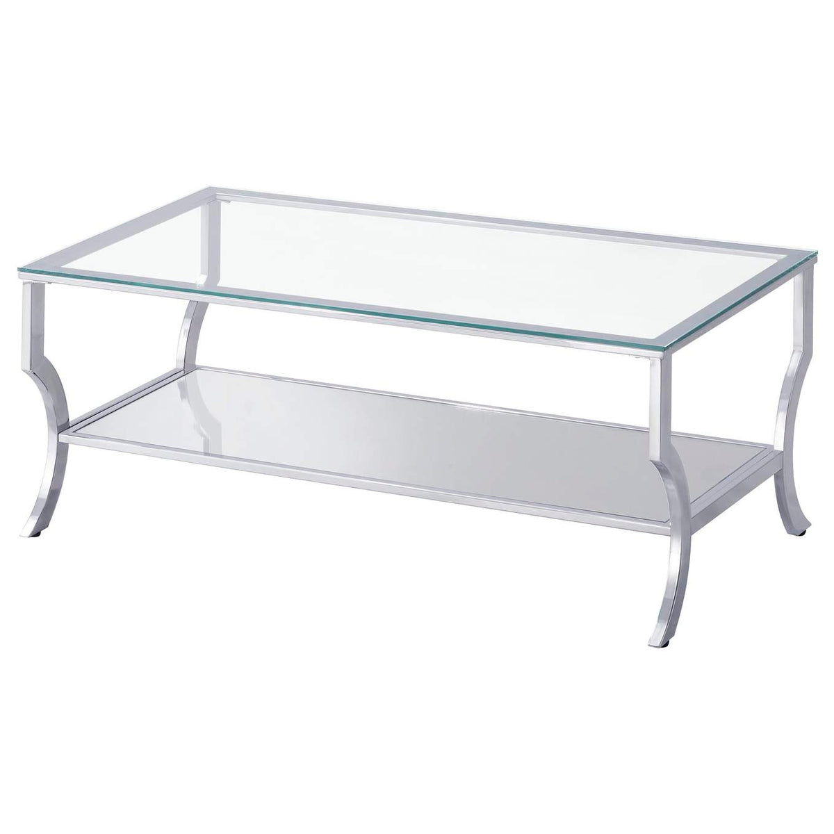 720338-S3 Saide 3-piece Glass Top Coffee and End Table Set Chrome