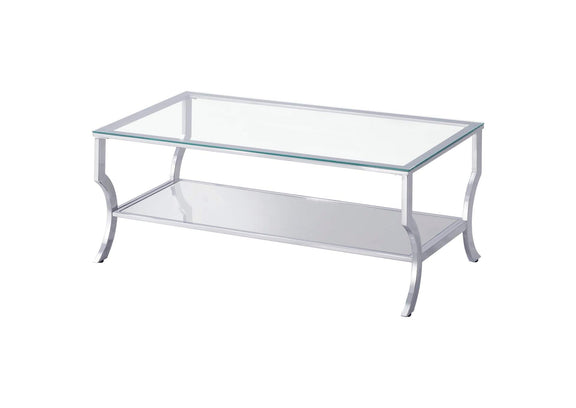 720338-S3 Saide 3-piece Glass Top Coffee and End Table Set Chrome