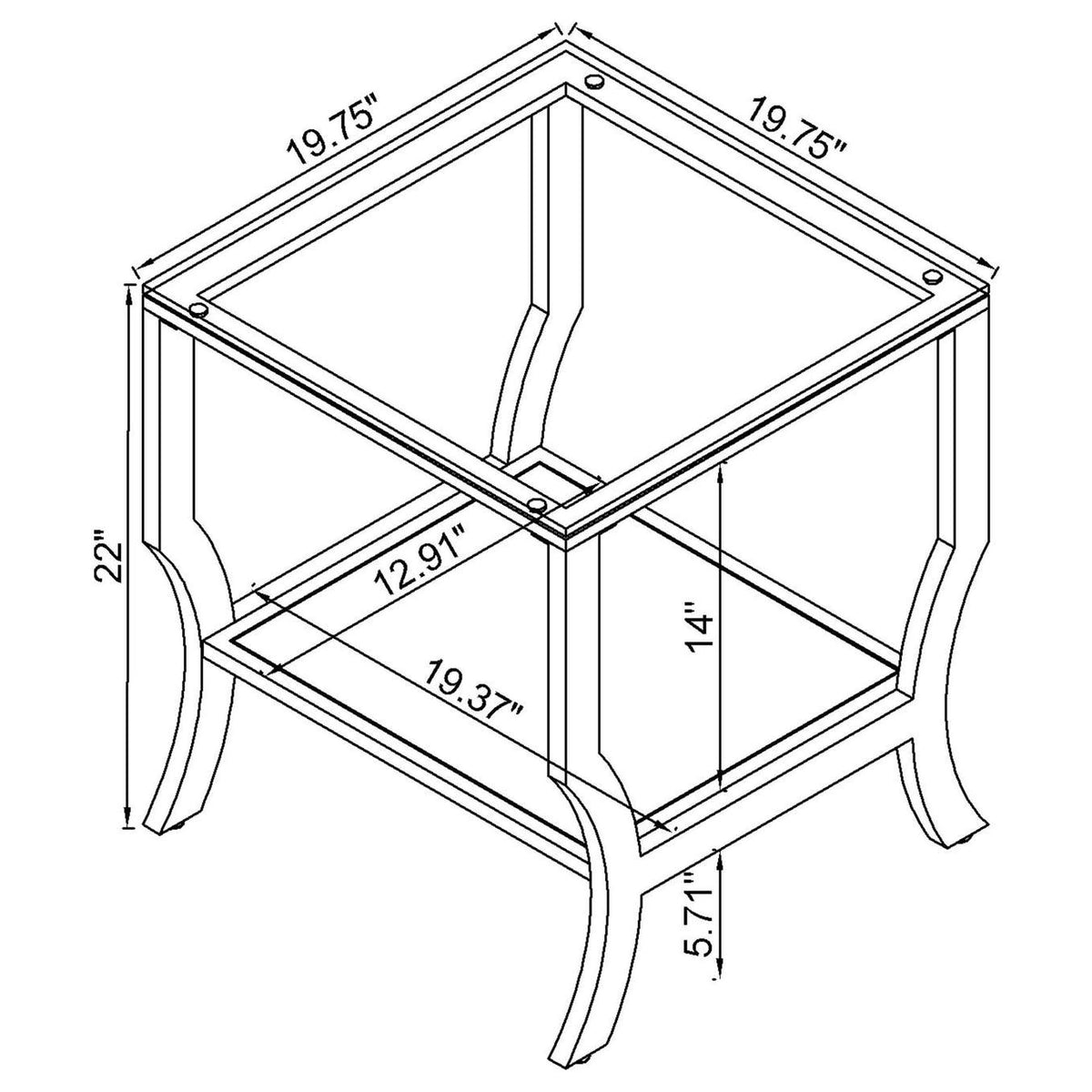 720338-S3 Saide 3-piece Glass Top Coffee and End Table Set Chrome