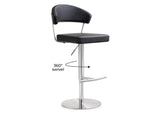 TOV-K3627 Cosmo Black Performance Vegan Leather and Stainless Steel Barstool