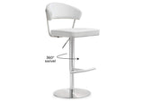TOV-K3628 Cosmo White Performance Vegan Leather and Stainless Steel Barstool