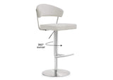 TOV-K3645 Cosmo Light Grey Performance Vegan Leather and Stainless Steel Barstool