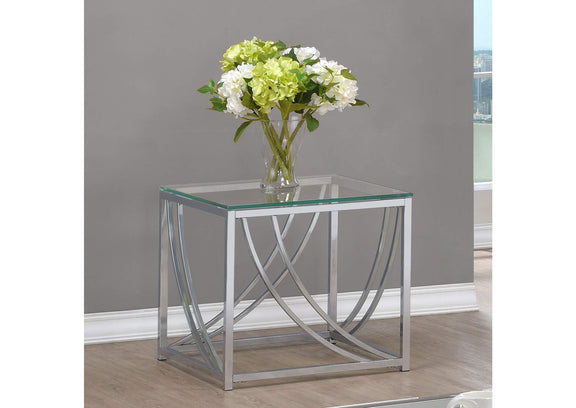 720497 Lille Square Glass Top Side End Table Chrome