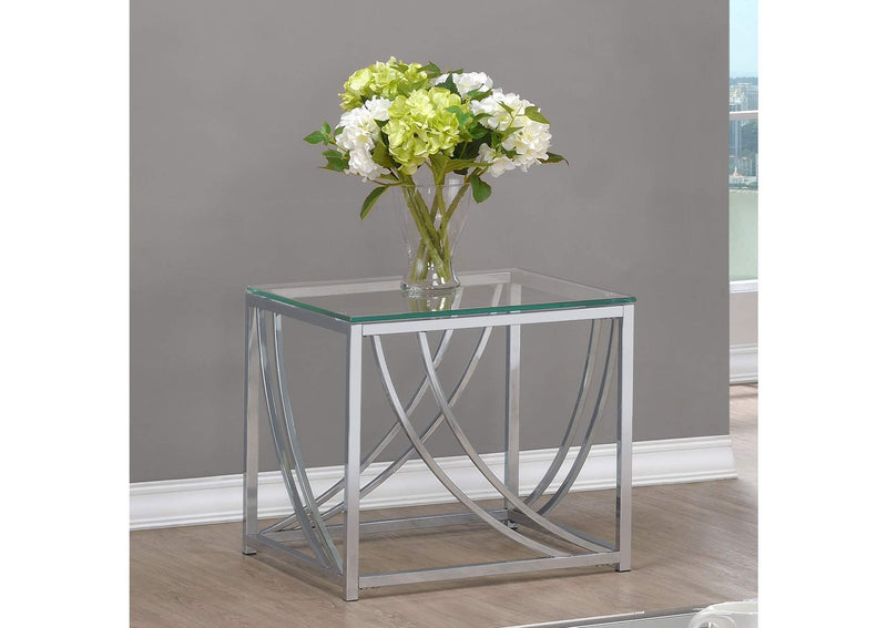 720497 Lille Square Glass Top Side End Table Chrome