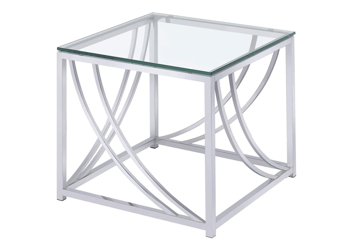 720497 Lille Square Glass Top Side End Table Chrome