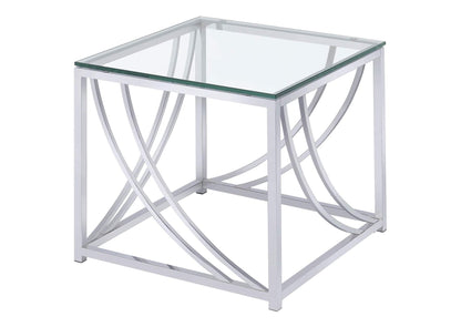 720497 Lille Square Glass Top Side End Table Chrome