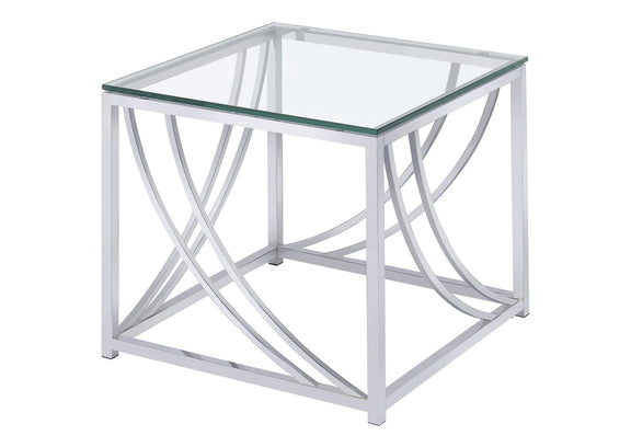 720497 Lille Square Glass Top Side End Table Chrome