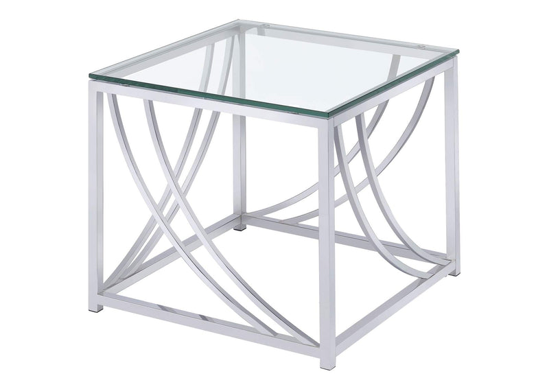 720497 Lille Square Glass Top Side End Table Chrome