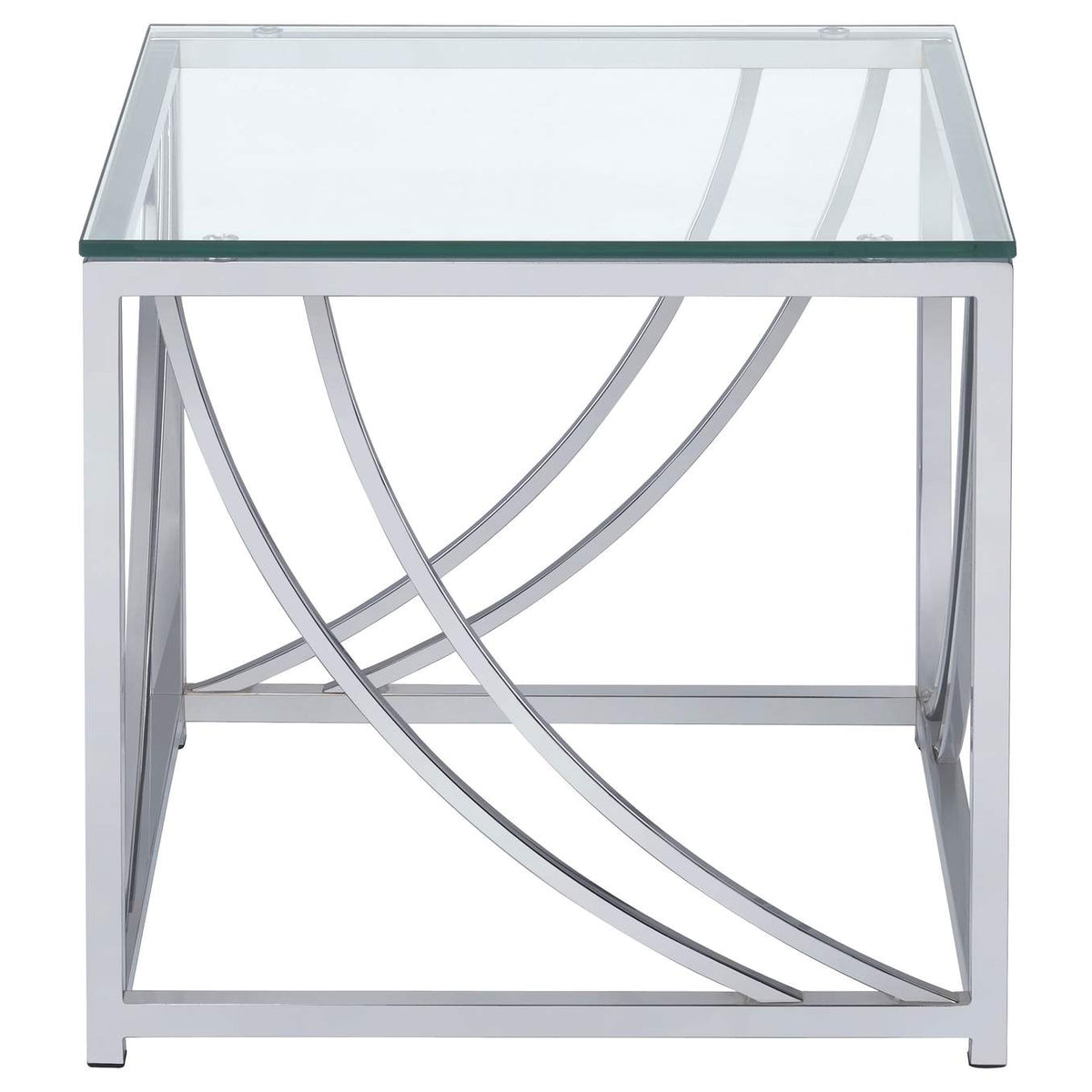 720497 Lille Square Glass Top Side End Table Chrome